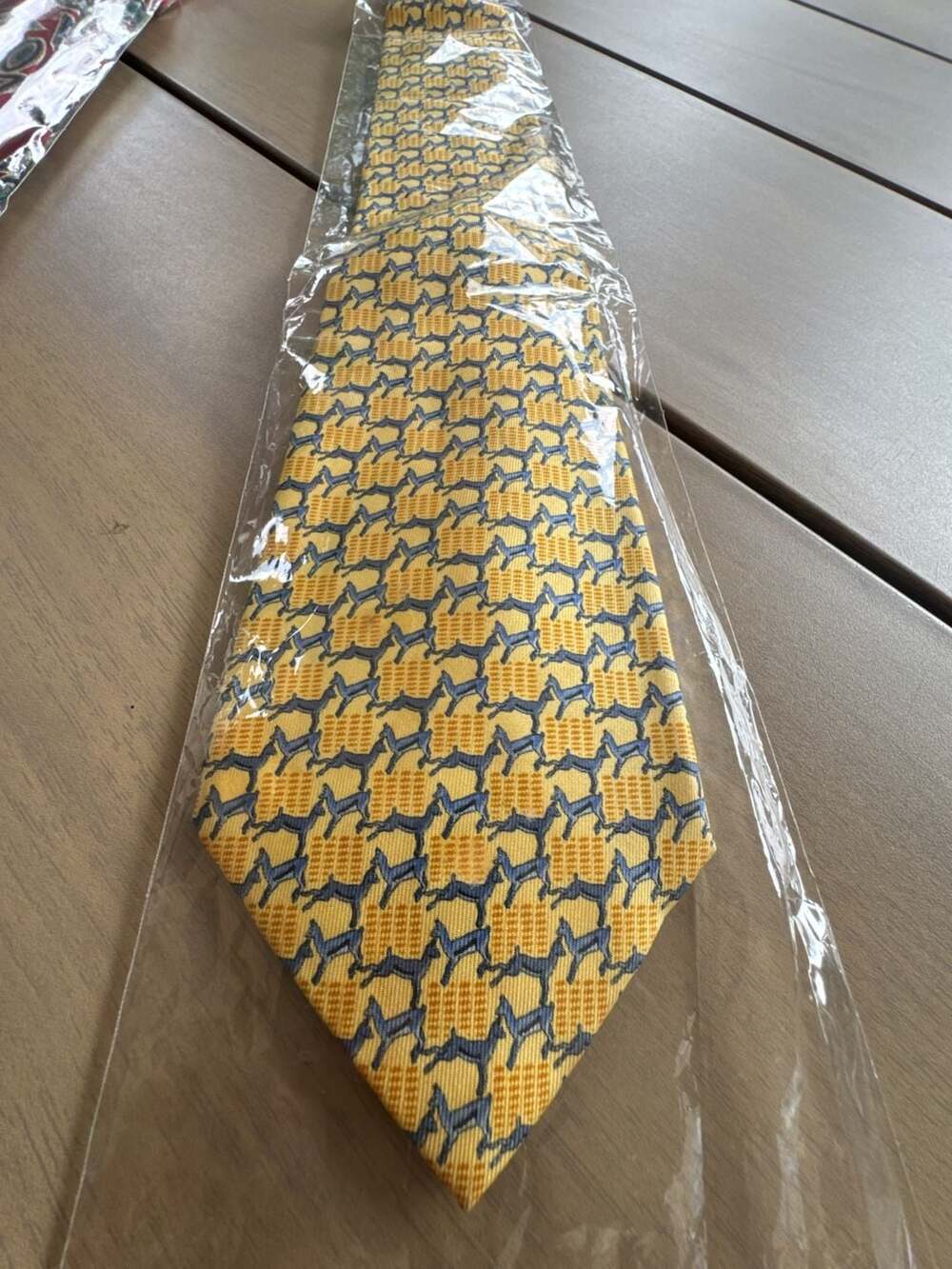 Vintage Thomas Pink Yellow Silk Deer Print Necktie
